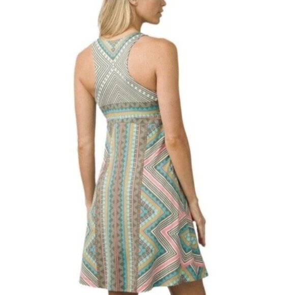 PRANA Ariel Athleisure Dress in Green Taos Southwestern Aztec Pickleball Sz XS - Picture 2 of 13